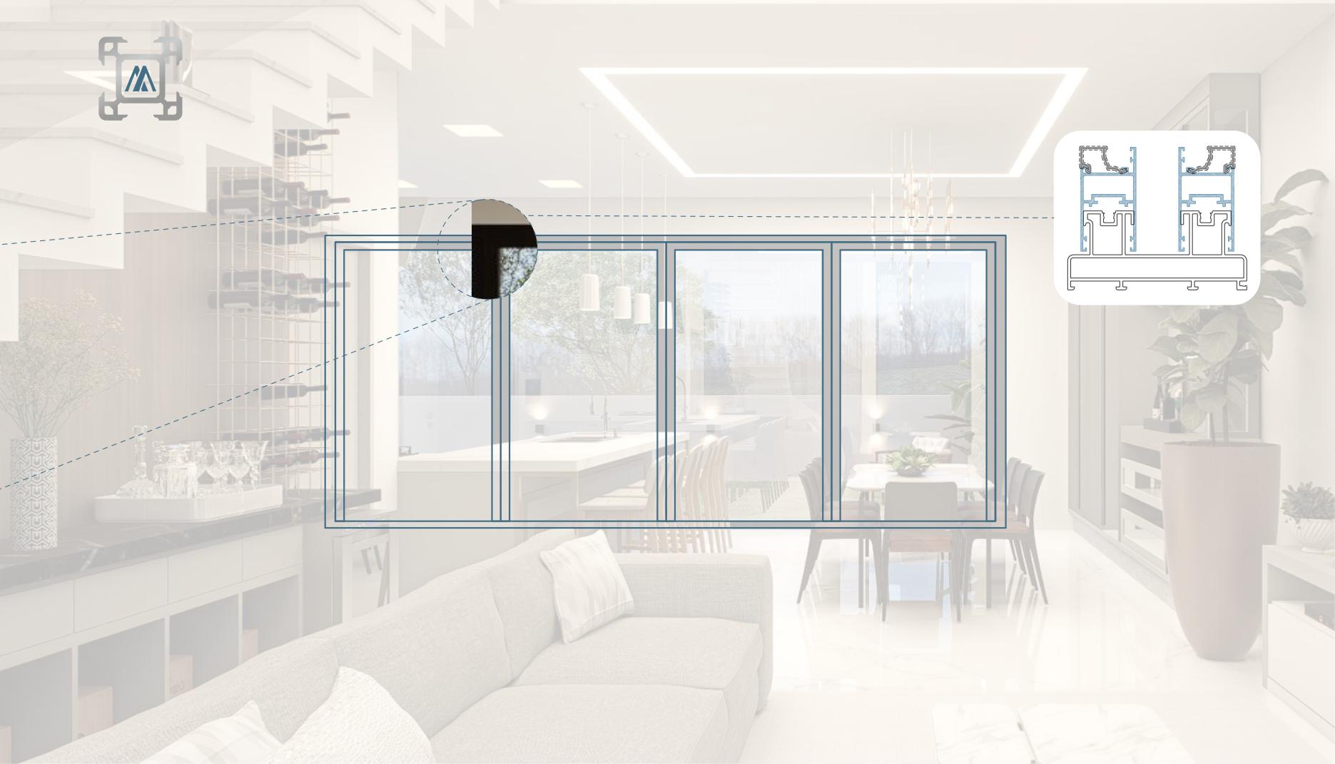 Interior view of a multi-panel Aluxa sliding door system